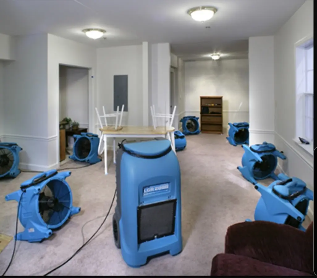 Air movers and dehumidifier setup for Water Damage Restoration in Wauconda